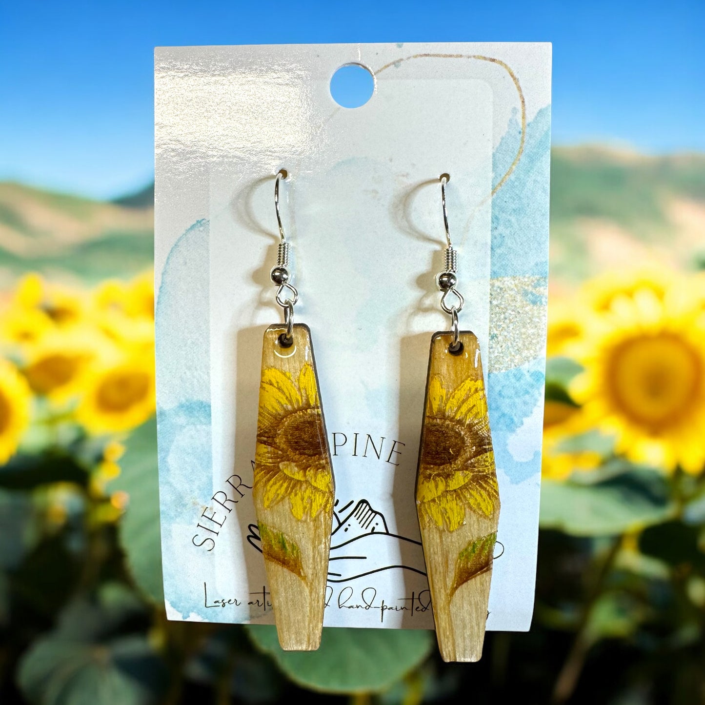 Sunflower Bar Dangle Earrings