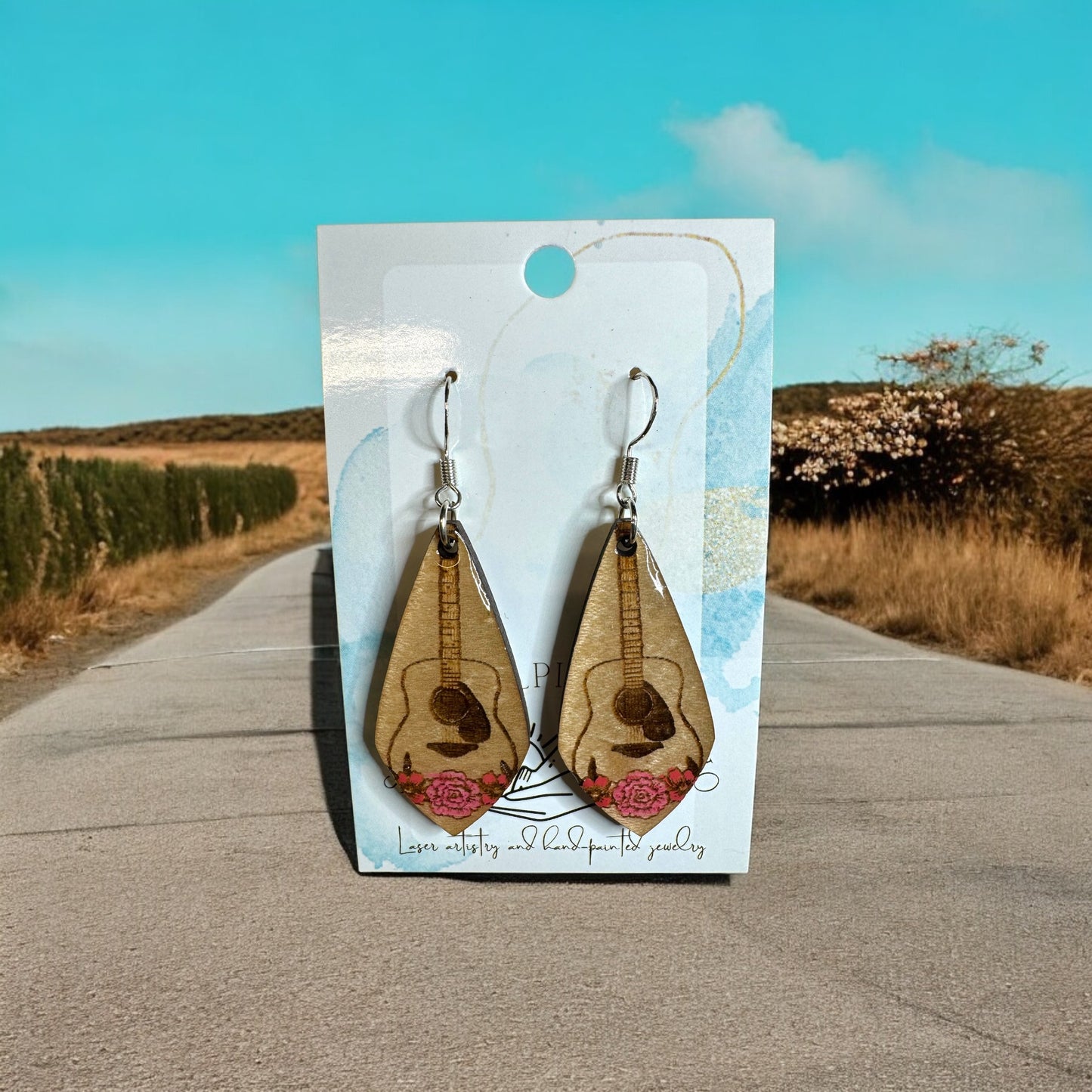 Floral Guitar Earrings