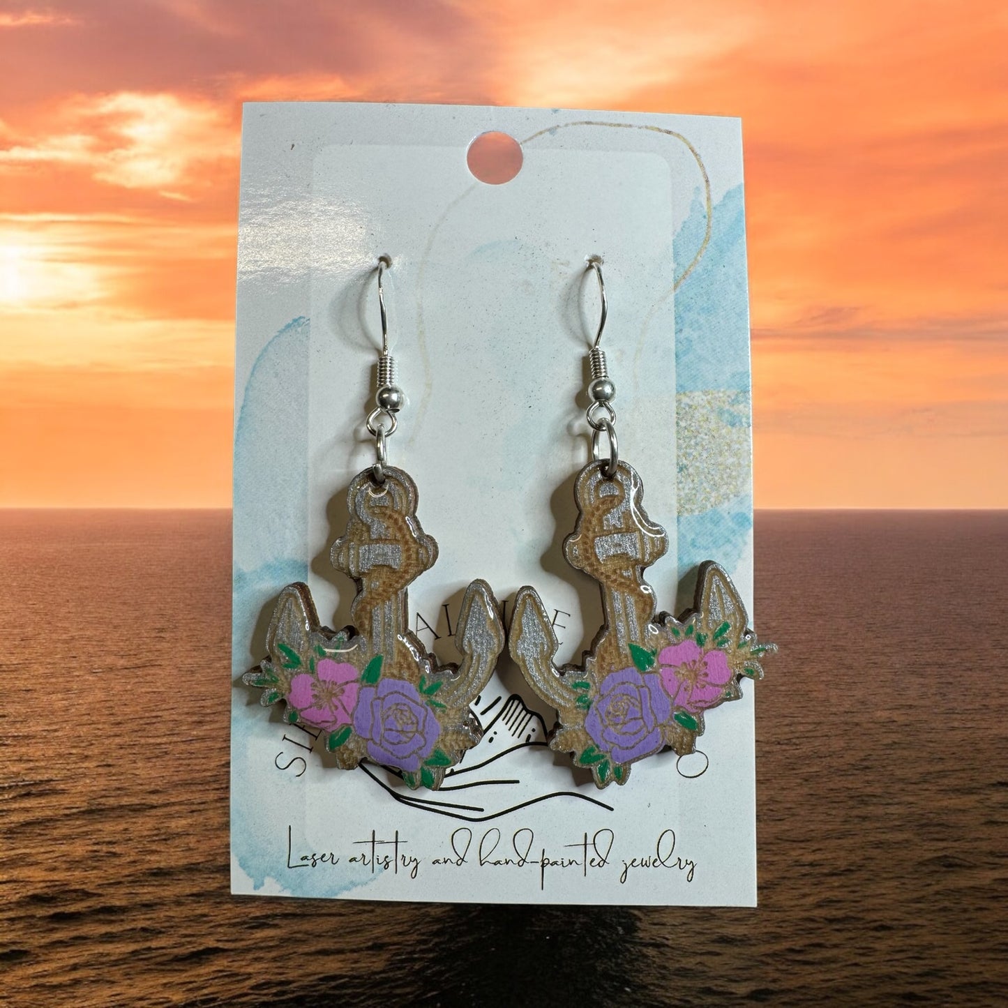 Floral Anchor Earrings