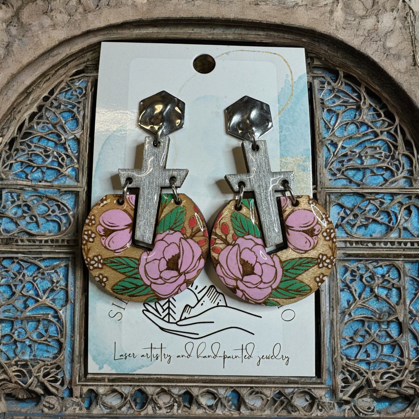 Cross Hydrangea Earrings