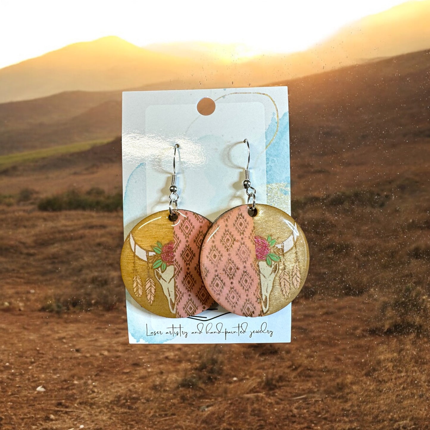 Western Style Skull Dangle Earrings