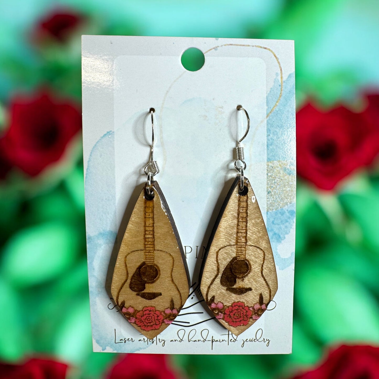 Floral Guitar Earrings