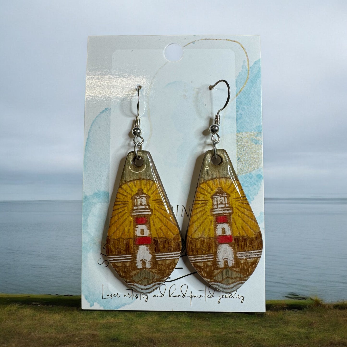 Lighthouse Wood Earrings