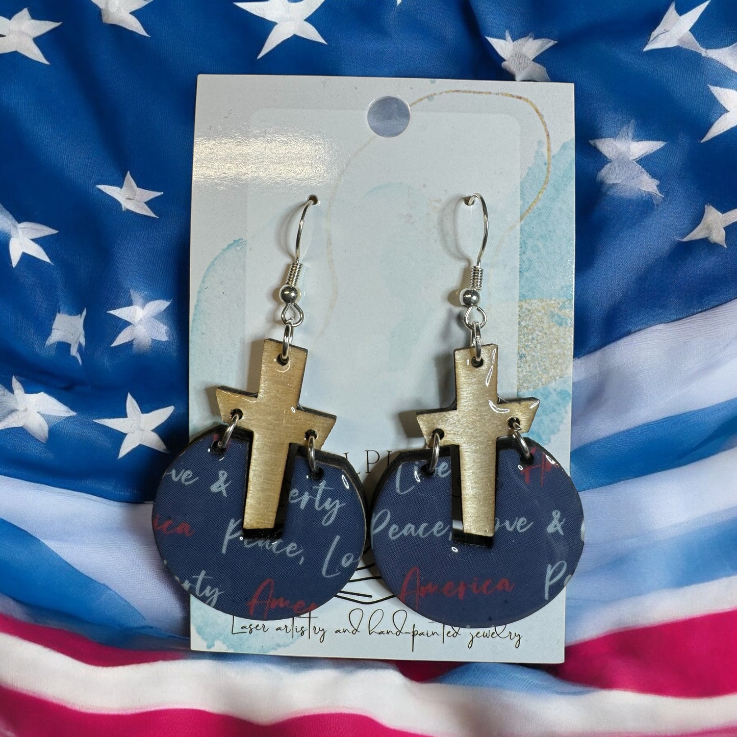 Patriotic Cross Earrings
