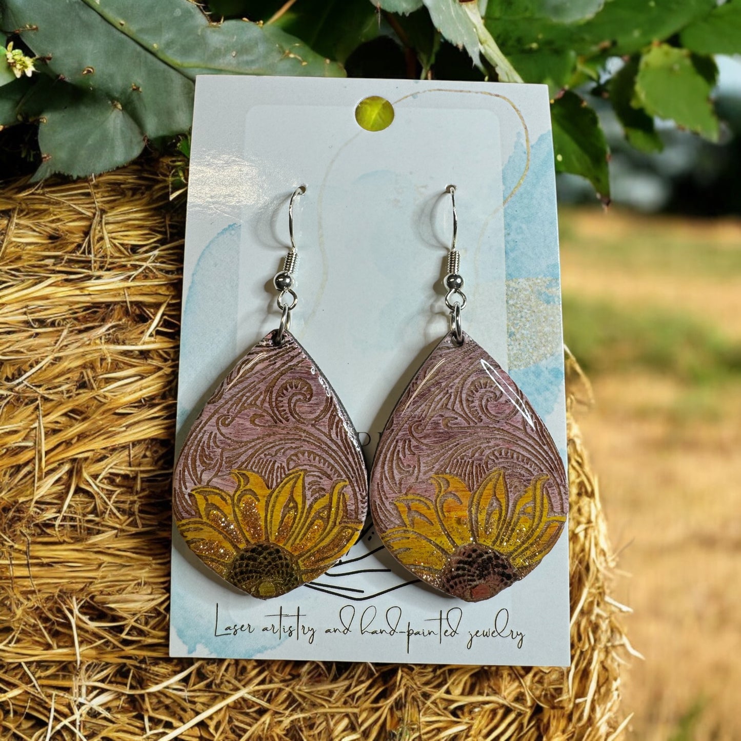 Tooled Sunflower Earrings