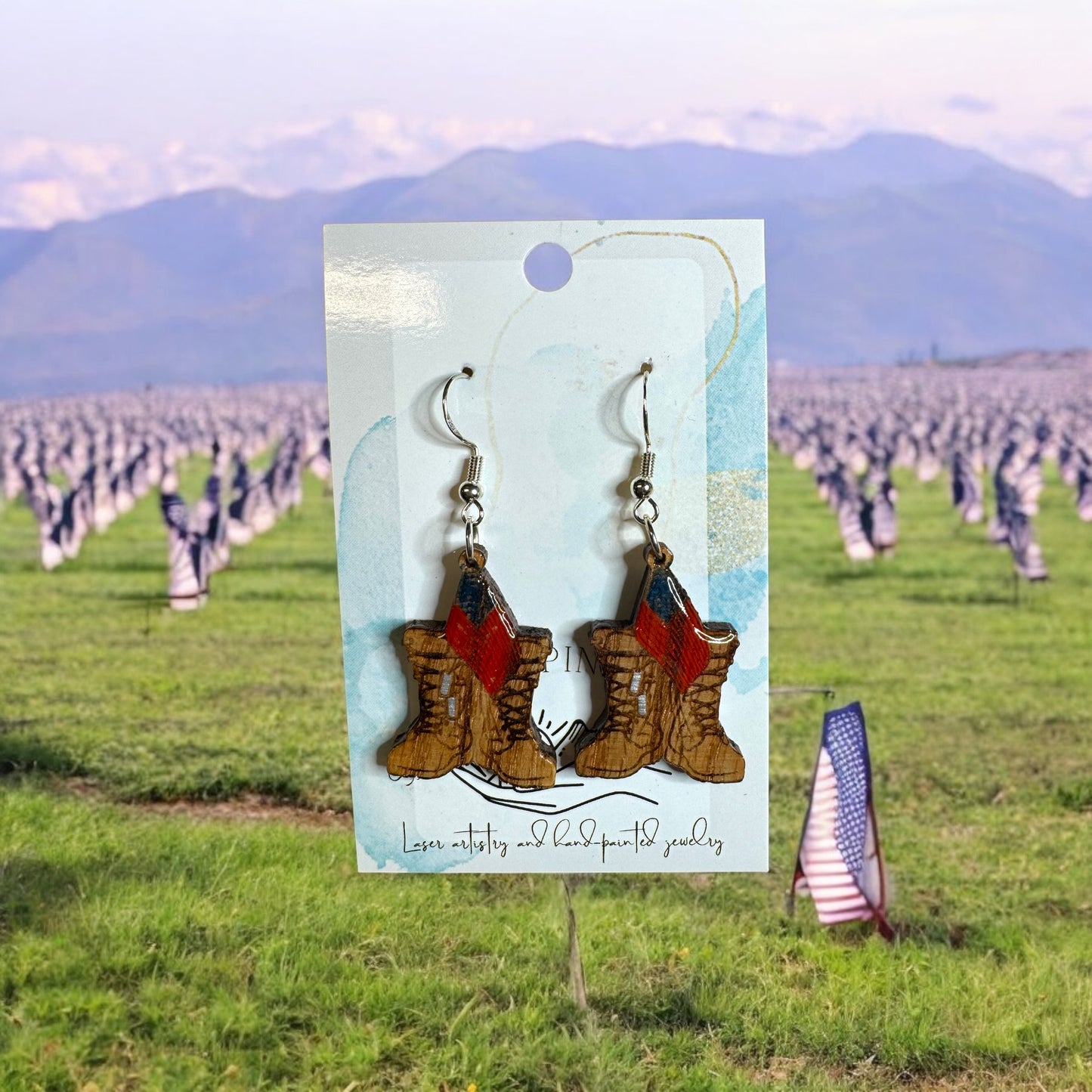 Military Boots and Flag Earrings